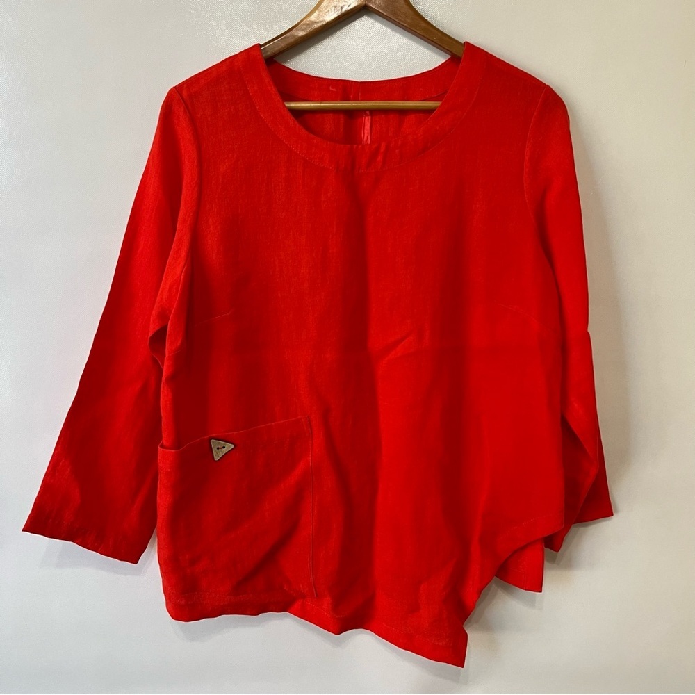 Fridaze Bright Orange Red Asymmetric Top